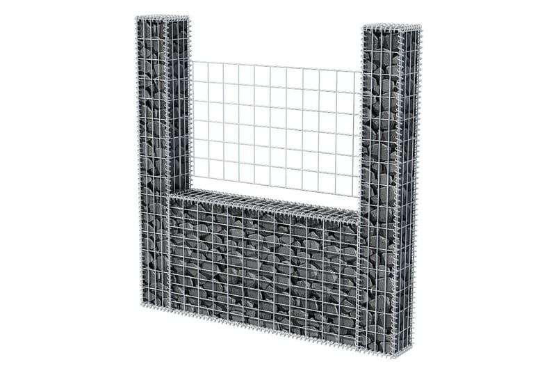 Gabionkurv u-form galvanisert stål 160x20x150 cm - Hus & oppussing - Innsynsbeskyttelse & innhegning - Mur