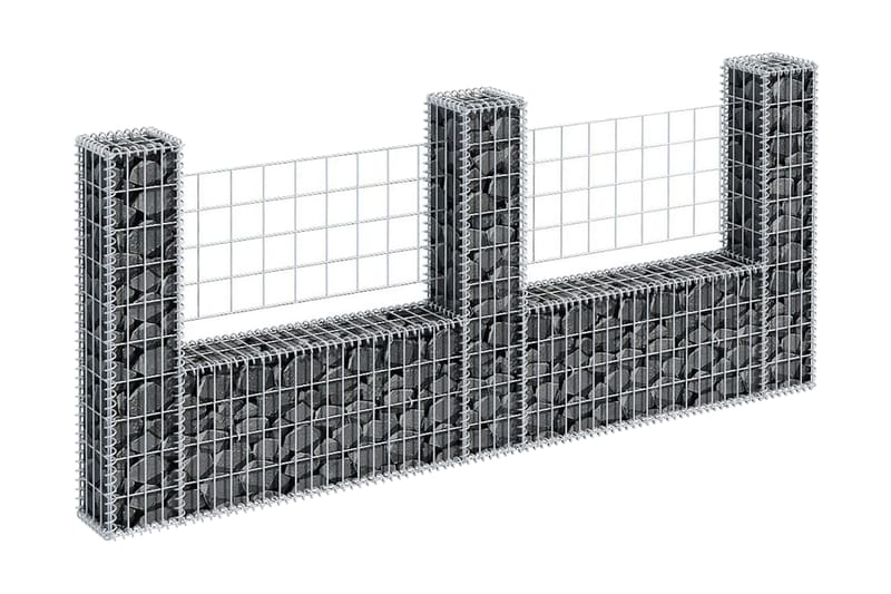 Gabionkurv u-form galvanisert stål 240x20x100 cm - Hus & oppussing - Innsynsbeskyttelse & innhegning - Mur