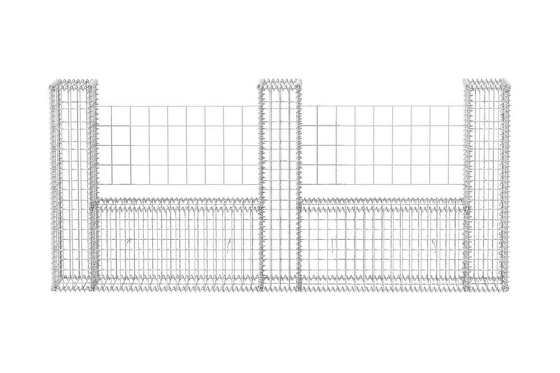 Gabionkurv u-form galvanisert stål 240x20x100 cm - Hus & oppussing - Innsynsbeskyttelse & innhegning - Mur
