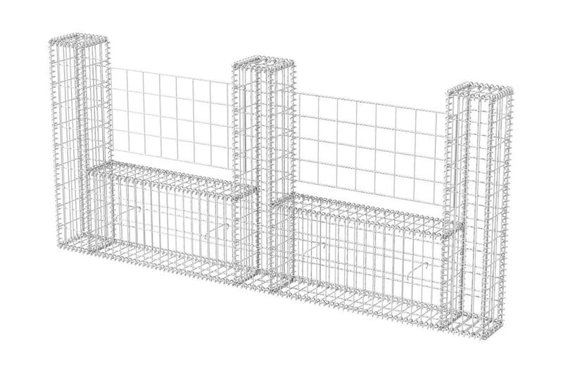 Gabionkurv u-form galvanisert stål 240x20x100 cm - Hus & oppussing - Innsynsbeskyttelse & innhegning - Mur
