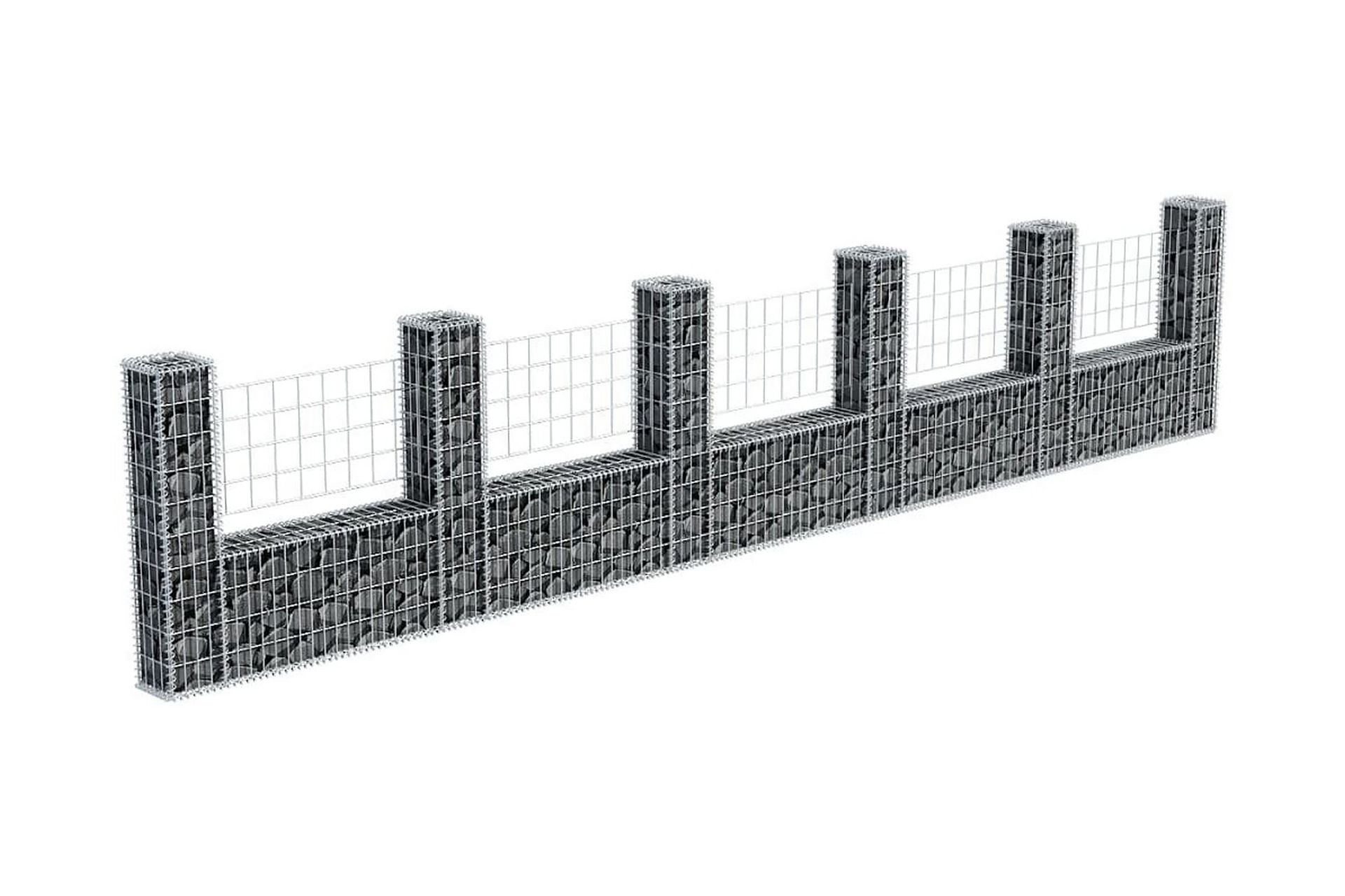 Gabionkurv u-form galvanisert stål 570x20x100 cm - Hus & oppussing - Innsynsbeskyttelse & innhegning - Mur