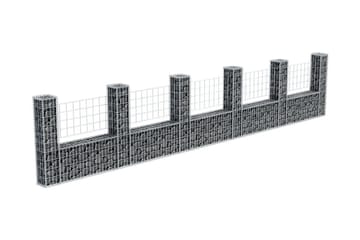 Gabionkurv u-form galvanisert stål 570x20x100 cm - Hus & oppussing - Innsynsbeskyttelse & innhegning - Mur