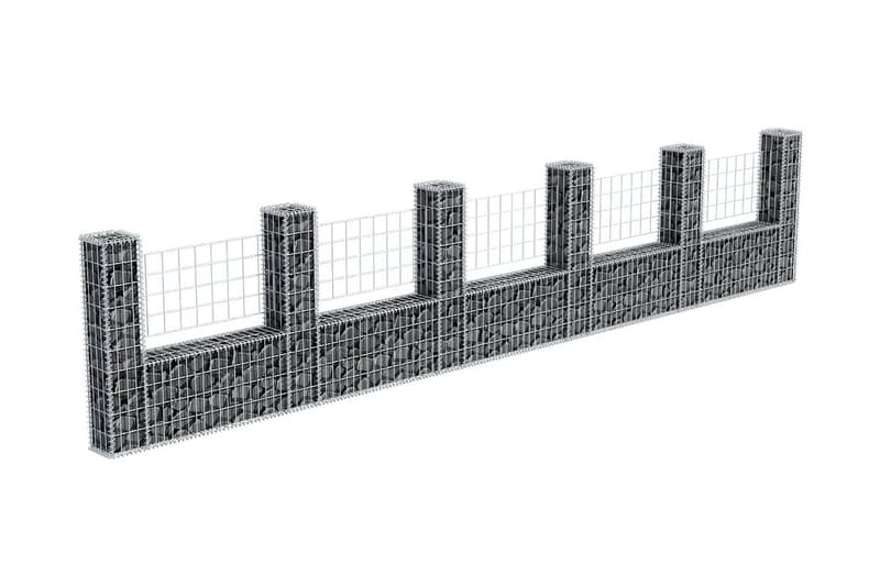 Gabionkurv u-form galvanisert stål 570x20x100 cm - Gabion