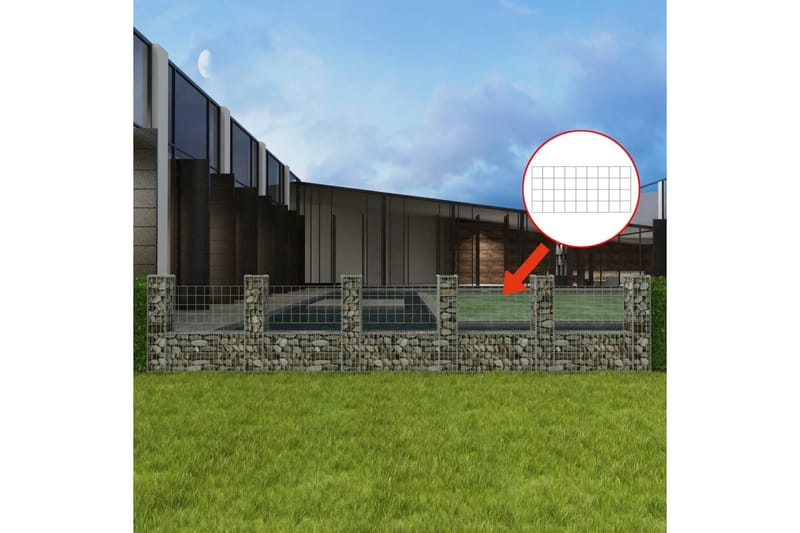 Gabionkurv u-form galvanisert stål 570x20x100 cm - Hus & oppussing - Innsynsbeskyttelse & innhegning - Mur