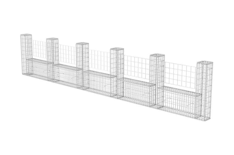 Gabionkurv u-form galvanisert stål 570x20x100 cm - Hus & oppussing - Innsynsbeskyttelse & innhegning - Mur