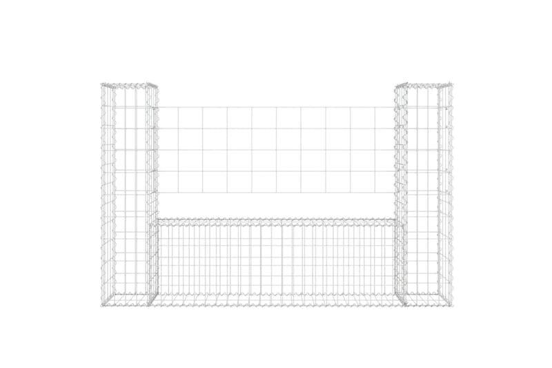 Gabionkurv u-formet med 2 stolper jern 140x20x100 cm - Silver - Hus & oppussing - Innsynsbeskyttelse & innhegning - Mur