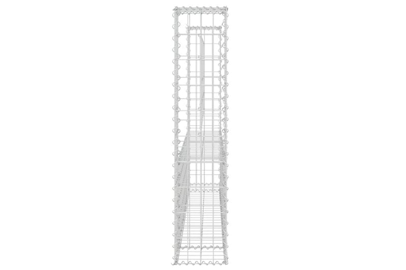 Gabionkurv u-formet med 2 stolper jern 140x20x100 cm - Silver - Hus & oppussing - Innsynsbeskyttelse & innhegning - Mur