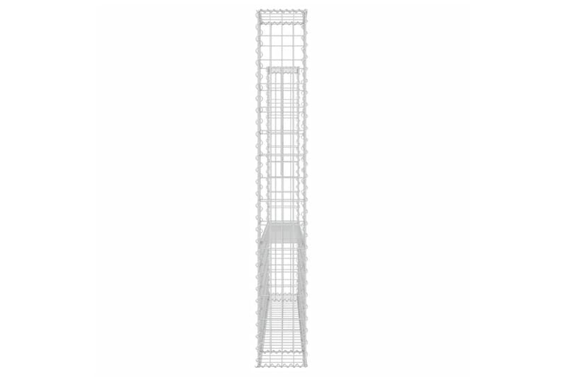 Gabionkurv u-formet med 2 stolper jern 140x20x150 cm - Silver - Hus & oppussing - Innsynsbeskyttelse & innhegning - Mur