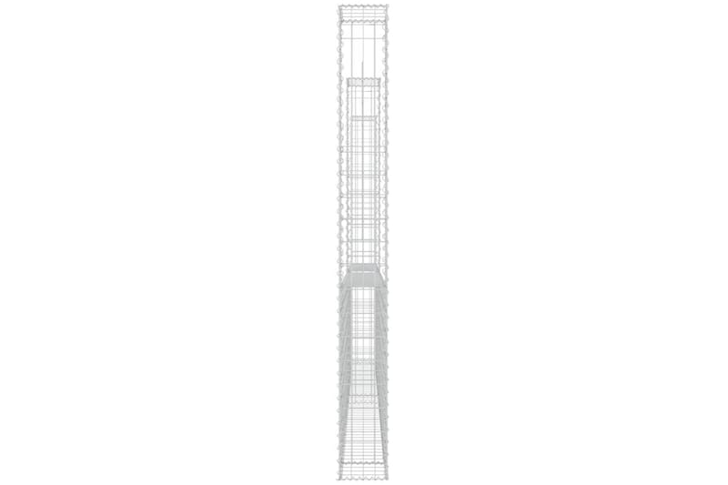 Gabionkurv u-formet med 2 stolper jern 140x20x200 cm - Silver - Hus & oppussing - Innsynsbeskyttelse & innhegning - Mur