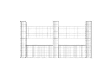 Gabionkurv u-formet med 3 stolper 260x20x150 cm jern - Silver - Hus & oppussing - Innsynsbeskyttelse & innhegning - Mur