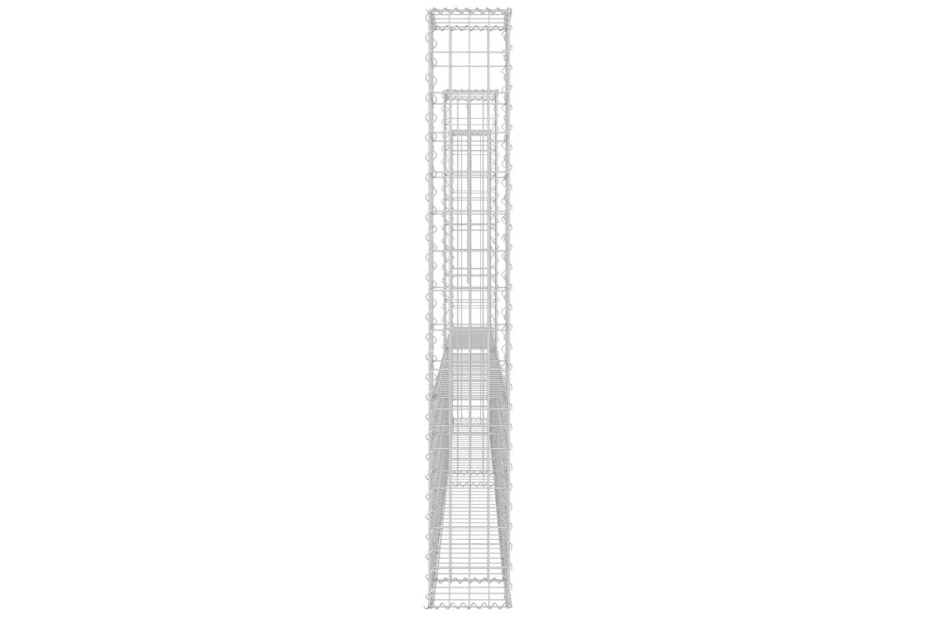 Gabionkurv u-formet med 3 stolper 260x20x150 cm jern - Silver - Hus & oppussing - Innsynsbeskyttelse & innhegning - Mur