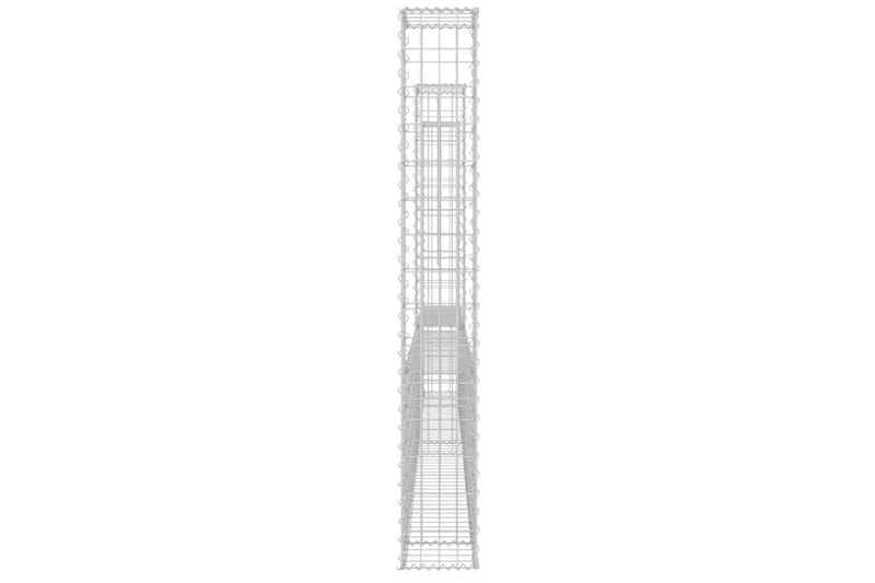 Gabionkurv u-formet med 3 stolper 260x20x150 cm jern - Silver - Hus & oppussing - Innsynsbeskyttelse & innhegning - Mur