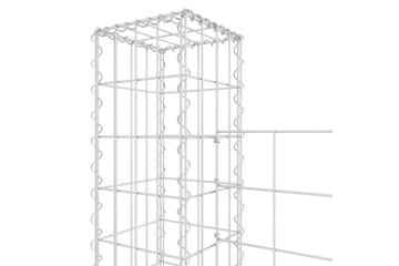 Gabionkurv u-formet med 3 stolper 260x20x150 cm jern - Silver - Hus & oppussing - Innsynsbeskyttelse & innhegning - Mur