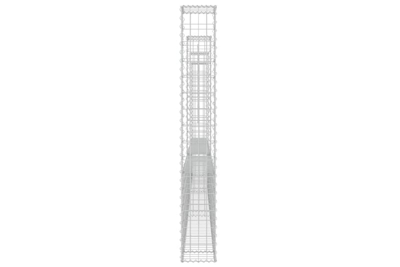Gabionkurv u-formet med 4 stolper 380x20x150 cm jern - Silver - Hus & oppussing - Innsynsbeskyttelse & innhegning - Mur