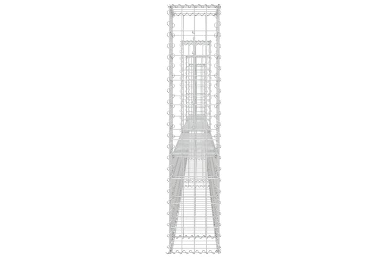 Gabionkurv u-formet med 4 stolper jern 380x20x100 cm - Silver - Hus & oppussing - Innsynsbeskyttelse & innhegning - Mur