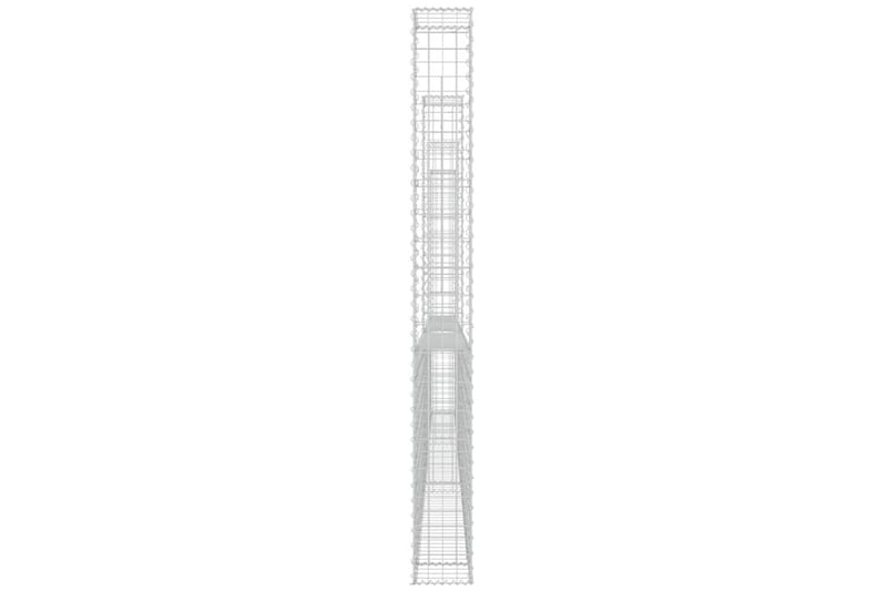 Gabionkurv u-formet med 4 stolper jern 380x20x200 cm - Silver - Hus & oppussing - Innsynsbeskyttelse & innhegning - Mur