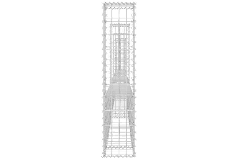 Gabionkurv u-formet med 5 stolper jern 500x20x100 cm - Silver - Hus & oppussing - Innsynsbeskyttelse & innhegning - Mur