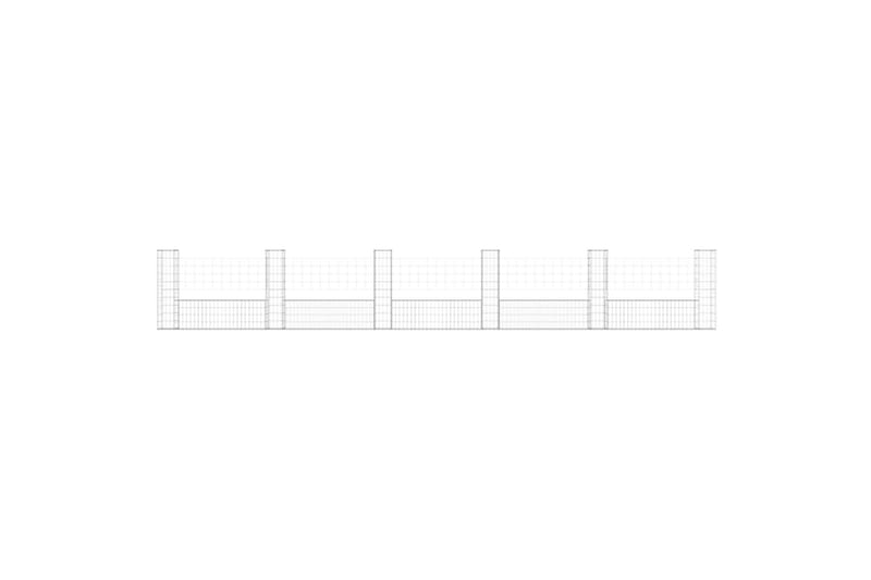 Gabionkurv u-formet med 6 stolper jern 620x20x100 cm - Silver - Hus & oppussing - Innsynsbeskyttelse & innhegning - Mur