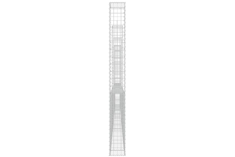 Gabionkurv u-formet med 6 stolper jern 620x20x200 cm - Silver - Hus & oppussing - Innsynsbeskyttelse & innhegning - Mur