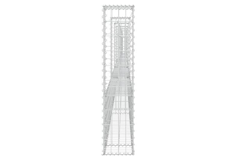 Gabionkurv u-formet med 7 stolper jern 740x20x100 cm - Silver - Hus & oppussing - Innsynsbeskyttelse & innhegning - Mur