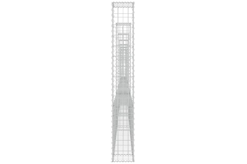 Gabionkurv u-formet med 7 stolper jern 740x20x150 cm - Silver - Hus & oppussing - Innsynsbeskyttelse & innhegning - Mur