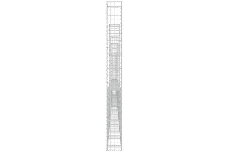 Gabionkurv u-formet med 7 stolper jern 740x20x200 cm - Silver - Hus & oppussing - Innsynsbeskyttelse & innhegning - Mur