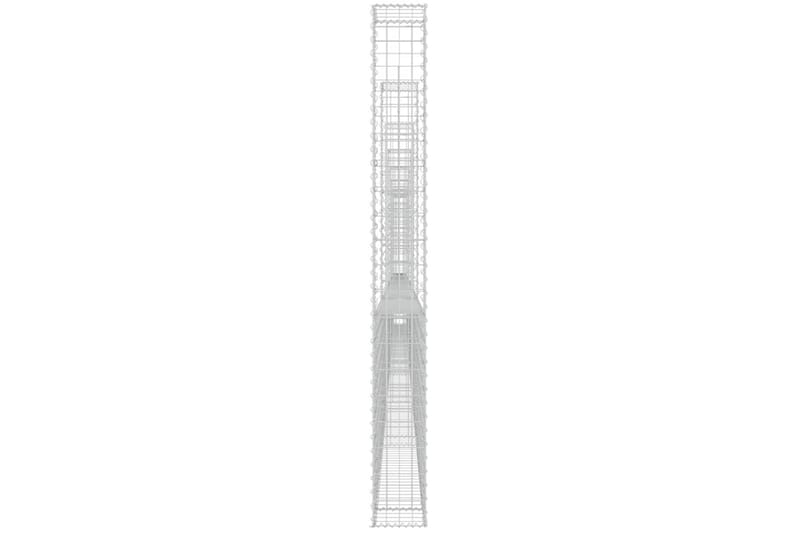Gabionkurv u-formet med 8 stolper jern 860x20x200 cm - Silver - Hus & oppussing - Innsynsbeskyttelse & innhegning - Mur