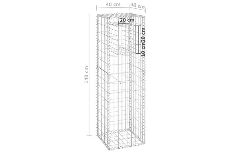 Gabionstolper 2 stk 40x40x140 cm jern - Silver - Hus & oppussing - Innsynsbeskyttelse & innhegning - Mur