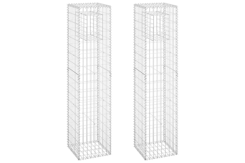Gabionstolper 2 stk 40x40x180 cm jern - Silver - Hus & oppussing - Innsynsbeskyttelse & innhegning - Mur