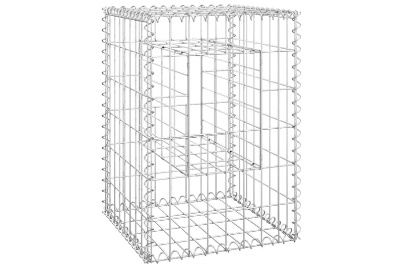 Gabionstolper 2 stk 40x40x60 cm jern - Silver - Hus & oppussing - Innsynsbeskyttelse & innhegning - Mur