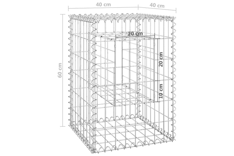 Gabionstolper 2 stk 40x40x60 cm jern - Silver - Hus & oppussing - Innsynsbeskyttelse & innhegning - Mur