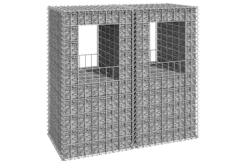 Gabionstolper 2 stk 50x50x100 cm jern - Silver - Hus & oppussing - Innsynsbeskyttelse & innhegning - Mur