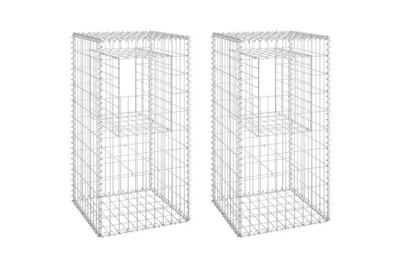 Gabionstolper 2 stk 50x50x100 cm jern - Silver - Hus & oppussing - Innsynsbeskyttelse & innhegning - Mur