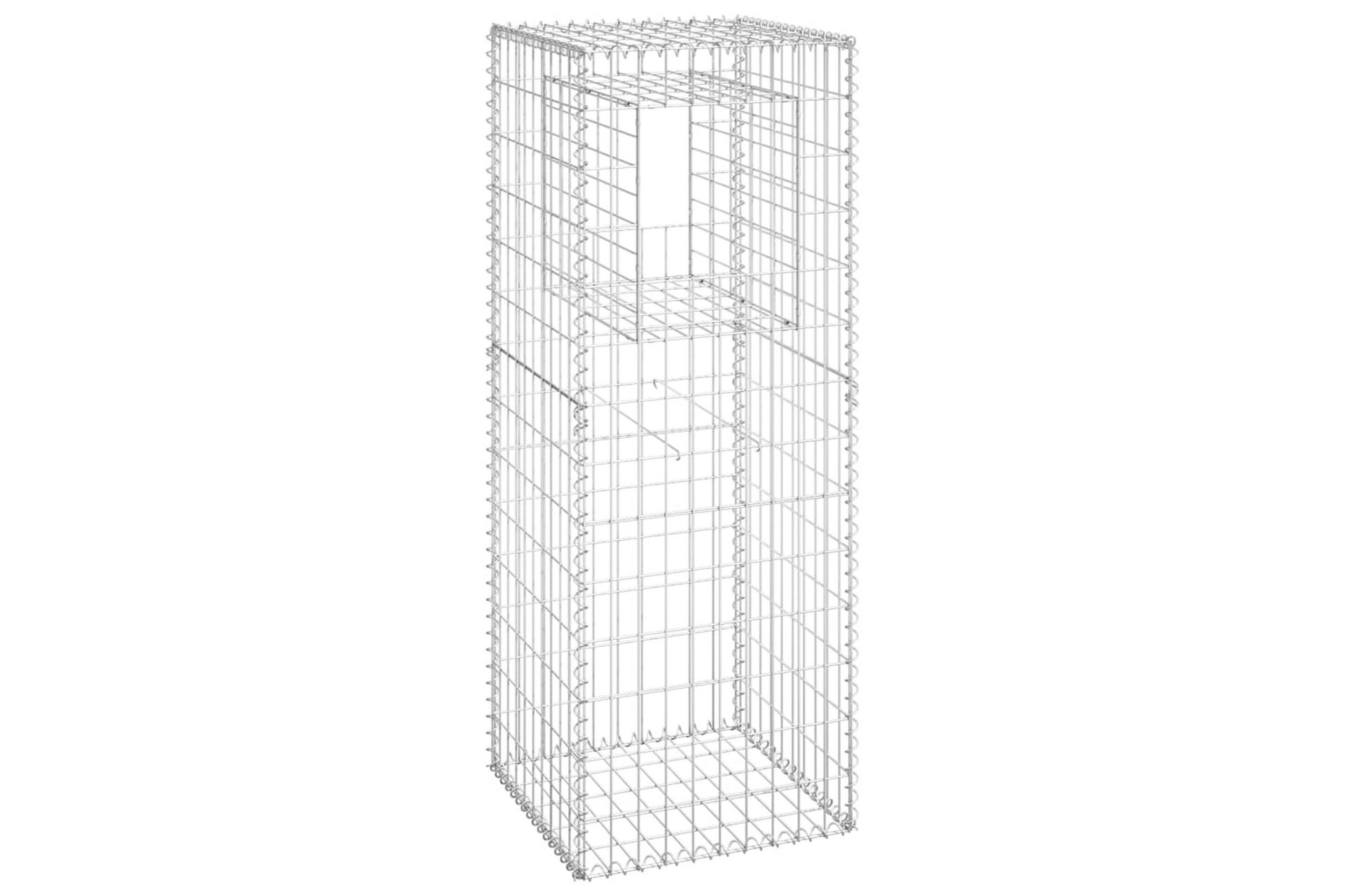 Gabionstolper 2 stk 50x50x140 cm jern - Silver - Hus & oppussing - Innsynsbeskyttelse & innhegning - Mur