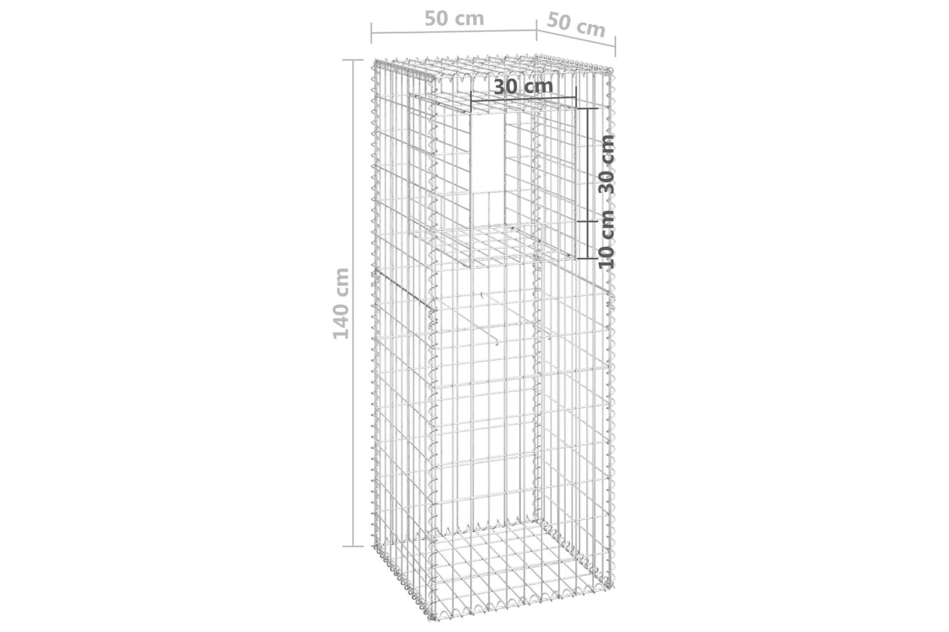 Gabionstolper 2 stk 50x50x140 cm jern - Silver - Hus & oppussing - Innsynsbeskyttelse & innhegning - Mur