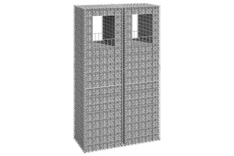 Gabionstolper 2 stk 50x50x180 cm jern - Silver - Hus & oppussing - Innsynsbeskyttelse & innhegning - Mur