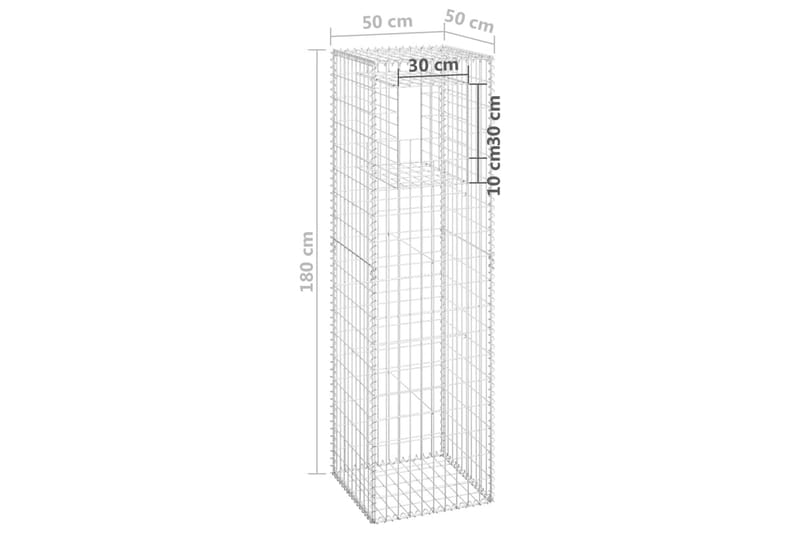 Gabionstolper 2 stk 50x50x180 cm jern - Silver - Hus & oppussing - Innsynsbeskyttelse & innhegning - Mur