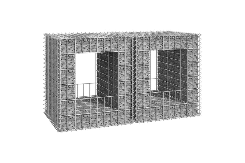 Gabionstolper 2 stk 50x50x60 cm jern - Silver - Hus & oppussing - Innsynsbeskyttelse & innhegning - Mur