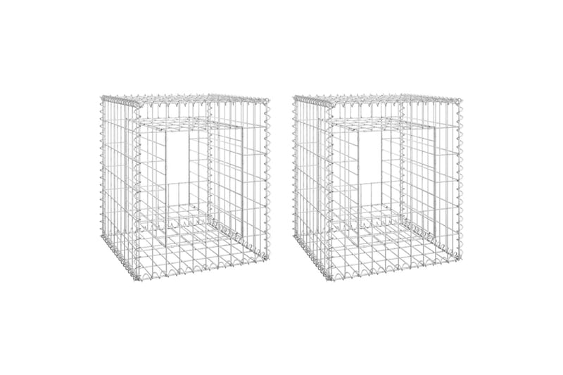 Gabionstolper 2 stk 50x50x60 cm jern - Silver - Hus & oppussing - Innsynsbeskyttelse & innhegning - Mur