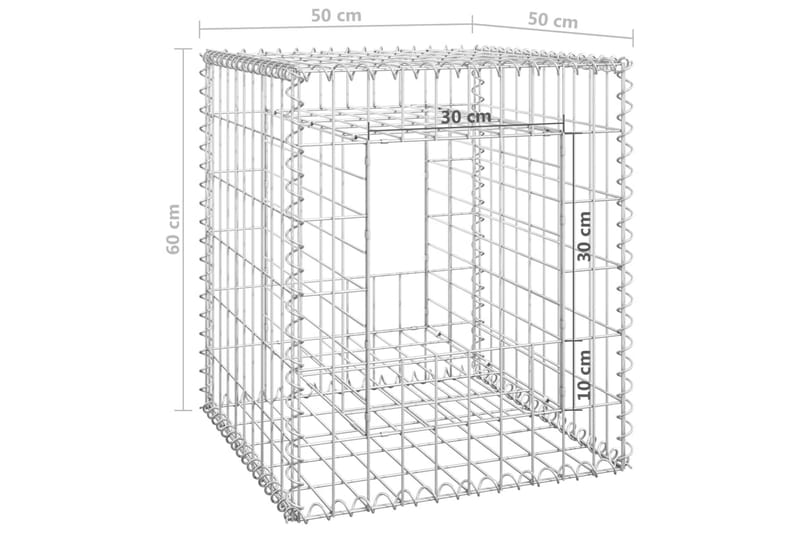 Gabionstolper 2 stk 50x50x60 cm jern - Silver - Hus & oppussing - Innsynsbeskyttelse & innhegning - Mur