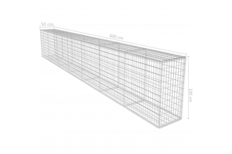 Gabionvegg med deksel galvanisert stål 600x50x100 cm - Hus & oppussing - Innsynsbeskyttelse & innhegning - Mur