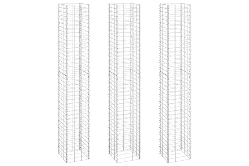 Gabion høybed 3 stk 30x30x200 cm jern - Silver - Hus & oppussing - Innsynsbeskyttelse & innhegning - Mur