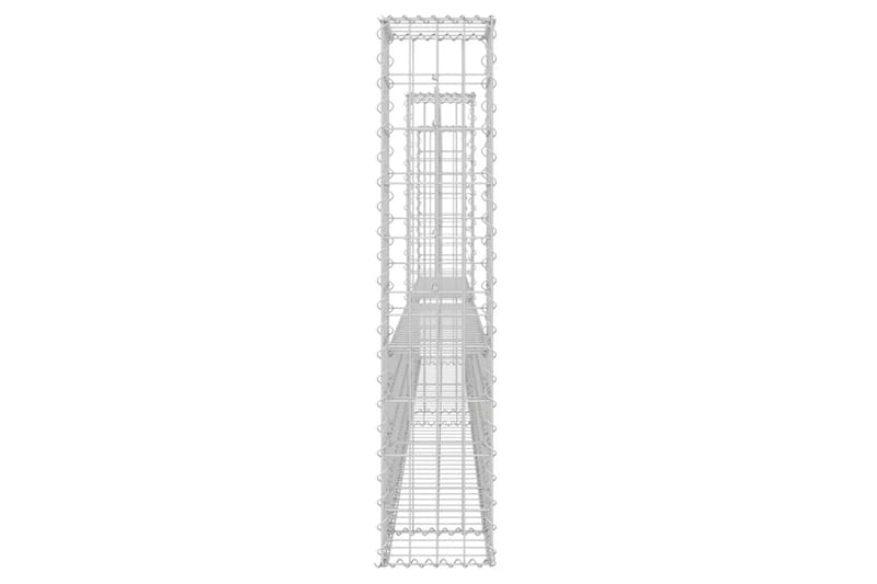 Gabionkurv u-formet med 3 stolper jern 260x20x100 cm - Silver - Hus & oppussing - Innsynsbeskyttelse & innhegning - Mur
