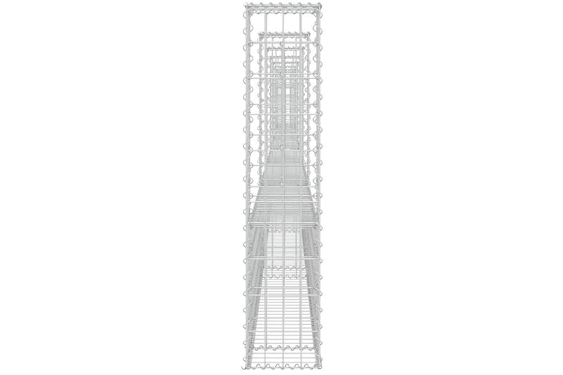 Gabionkurv u-formet med 8 stolper jern 860x20x100 cm - Silver - Hus & oppussing - Innsynsbeskyttelse & innhegning - Mur