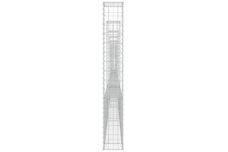 Gabionkurv u-formet med 8 stolper jern 860x20x150 cm - Silver - Hus & oppussing - Innsynsbeskyttelse & innhegning - Mur