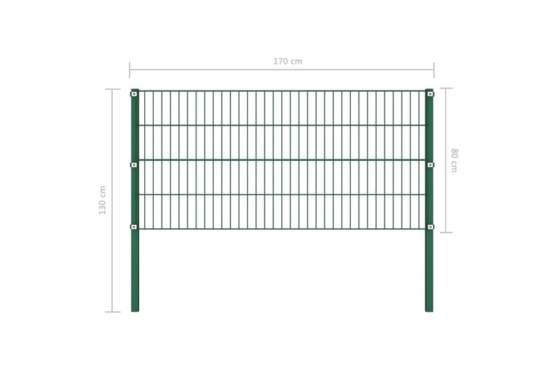 Gjerdepanel med stolper jern 1,7x0,8 m grønn - Hus & oppussing - Innsynsbeskyttelse & innhegning - Nettinggjerde