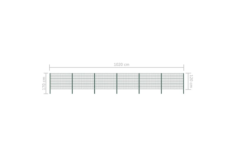 Gjerdepanel med stolper jern 10,2x1,2 m grønn - grønn - Hus & oppussing - Innsynsbeskyttelse & innhegning - Nettinggjerde