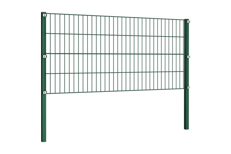 Gjerdepanel med stolper jern 15,3x0,8 m grønn - grønn - Hus & oppussing - Innsynsbeskyttelse & innhegning - Nettinggjerde
