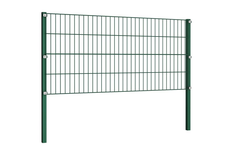 Gjerdepanel med stolper jern 5,1x0,8 m grønn - grønn - Hus & oppussing - Innsynsbeskyttelse & innhegning - Nettinggjerde