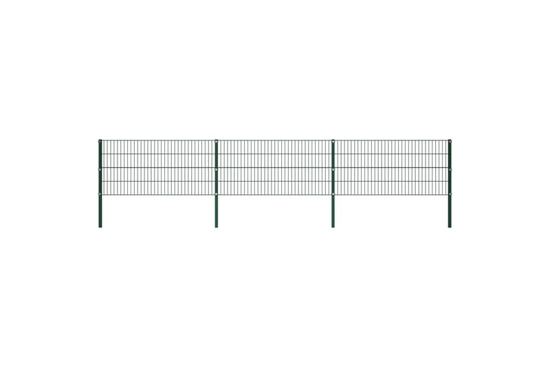 Gjerdepanel med stolper jern 5,1x0,8 m grønn - grønn - Hus & oppussing - Innsynsbeskyttelse & innhegning - Nettinggjerde
